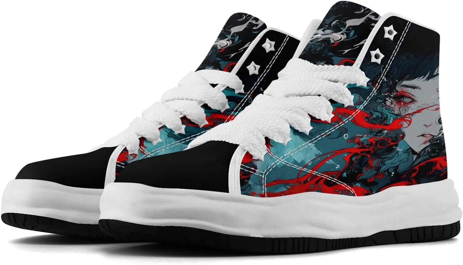 Skull High-Top Canvas Sneakers for Men Women Casual Comfortable Skateboarding Shoes, Gothic Design,Non-Slip Tennis Sneaker