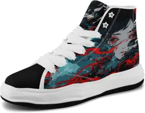 Skull High-Top Canvas Sneakers for Men Women Casual Comfortable Skateboarding Shoes, Gothic Design,Non-Slip Tennis Sneaker