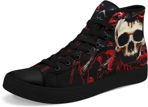 Skull Shoes for Women Men High Top Canvas Sneaker Punk Rock Joker Print Shoes Student Casual Walking Streetwear
