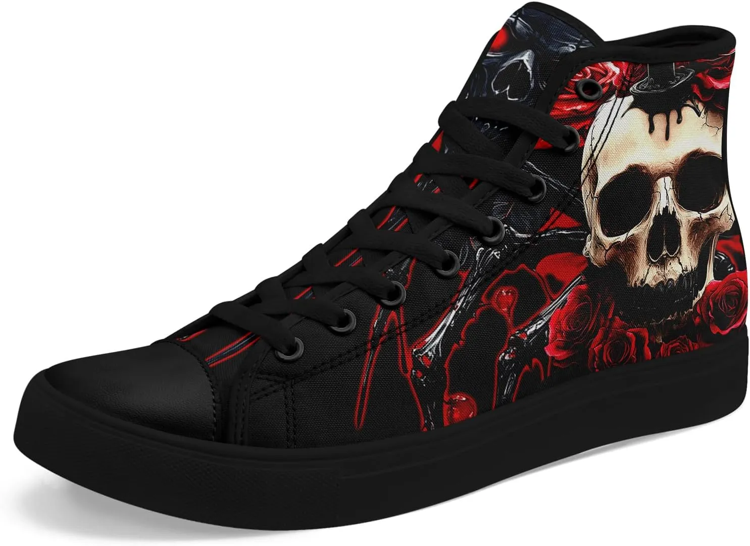 Skull Shoes for Women Men High Top Canvas Sneaker Punk Rock Joker Print Shoes Student Casual Walking Streetwear