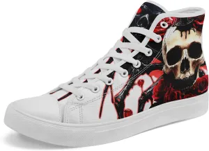 Skull Shoes for Women Men High Top Canvas Sneaker Punk Rock Joker Print Shoes Student Casual Walking Streetwear