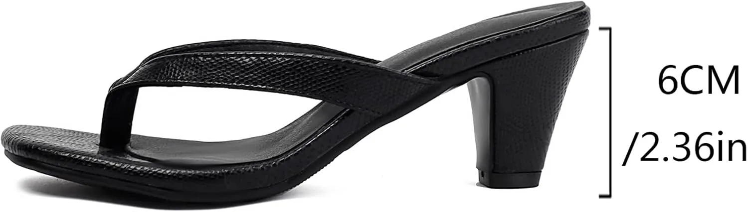 Slip On Heels for Women Square Toe Block Heel Mules Open Toe Sexy Dress Heeled Sandals Evening Party Prom Dance Shoes