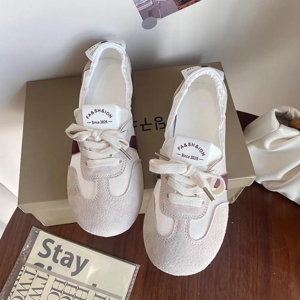 Sneakerina Satin Ballet Sneakers for Women Cute Ballerina Sneakers Flat Kawaii Y2K Retro Lightweight Round Toes Non-Slip Lace-Up Slip on Comfort Dress Shoes Preppy Back To School Gifts for Girls Teens