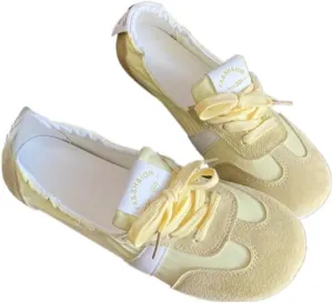 Sneakerina Satin Ballet Sneakers for Women Cute Ballerina Sneakers Flat Kawaii Y2K Retro Lightweight Round Toes Non-Slip Lace-Up Slip on Comfort Dress Shoes Preppy Back To School Gifts for Girls Teens