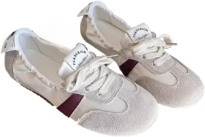 Sneakerina Satin Ballet Sneakers for Women Cute Ballerina Sneakers Flat Kawaii Y2K Retro Lightweight Round Toes Non-Slip Lace-Up Slip on Comfort Dress Shoes Preppy Back To School Gifts for Girls Teens