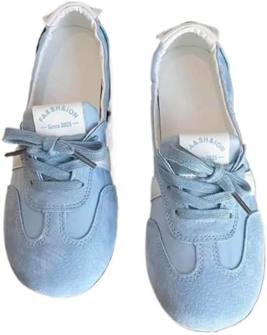 Sneakerina Satin Ballet Sneakers for Women Cute Ballerina Sneakers Flat Kawaii Y2K Retro Lightweight Round Toes Non-Slip Lace-Up Slip on Comfort Dress Shoes Preppy Back To School Gifts for Girls Teens