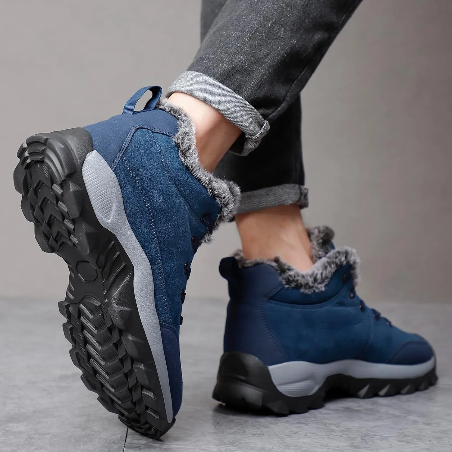 SNEKARMIN Men Snow Boots Outdoor Shoes For Male Thick Sole Sneakers for Men Winter Shoes Botines Tenis Keep Warm Fluff Mens Ankle Boots