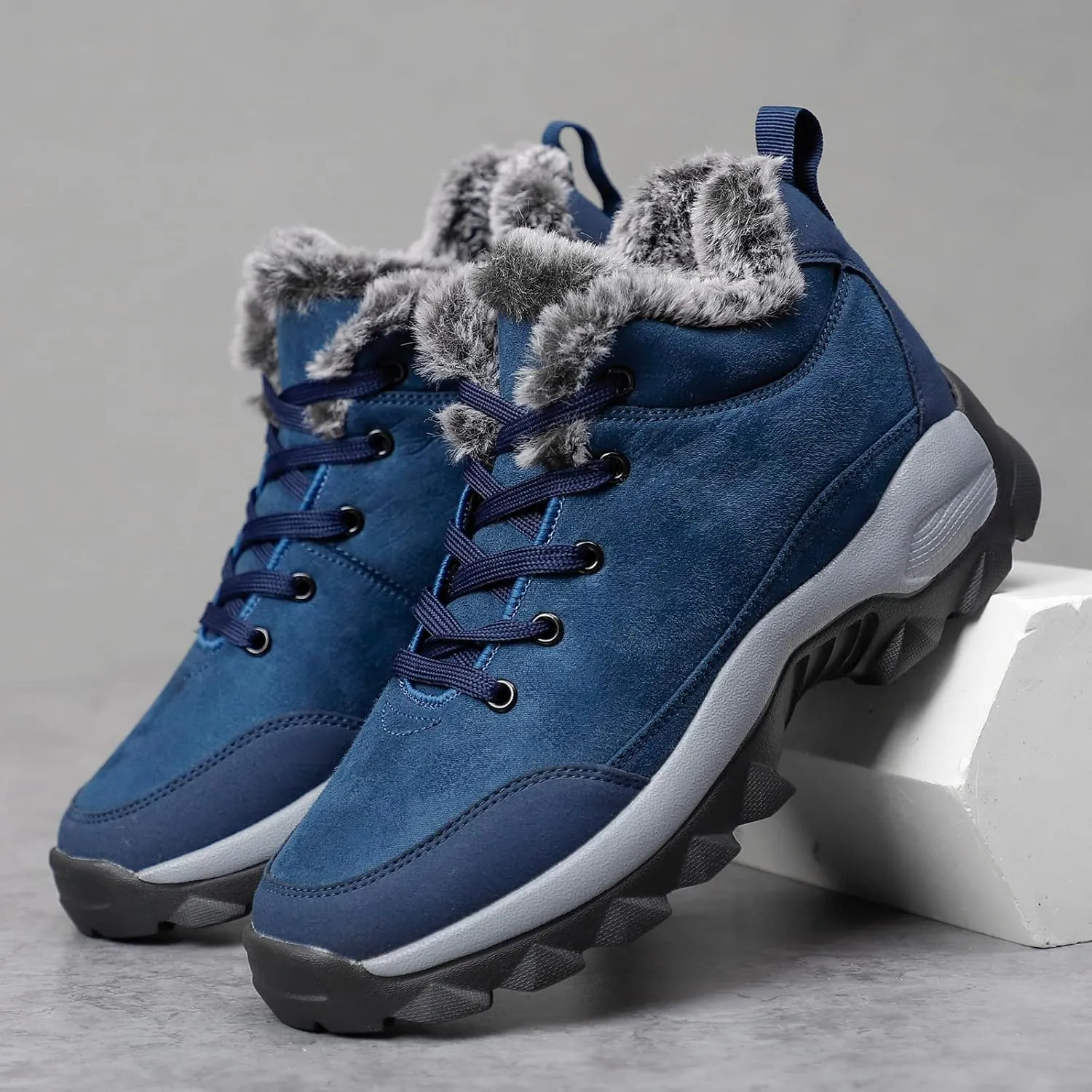 SNEKARMIN Men Snow Boots Outdoor Shoes For Male Thick Sole Sneakers for Men Winter Shoes Botines Tenis Keep Warm Fluff Mens Ankle Boots