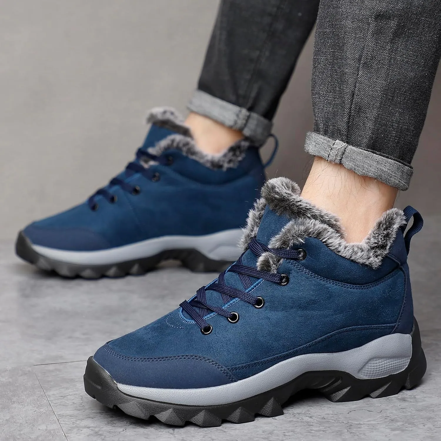SNEKARMIN Men Snow Boots Outdoor Shoes For Male Thick Sole Sneakers for Men Winter Shoes Botines Tenis Keep Warm Fluff Mens Ankle Boots