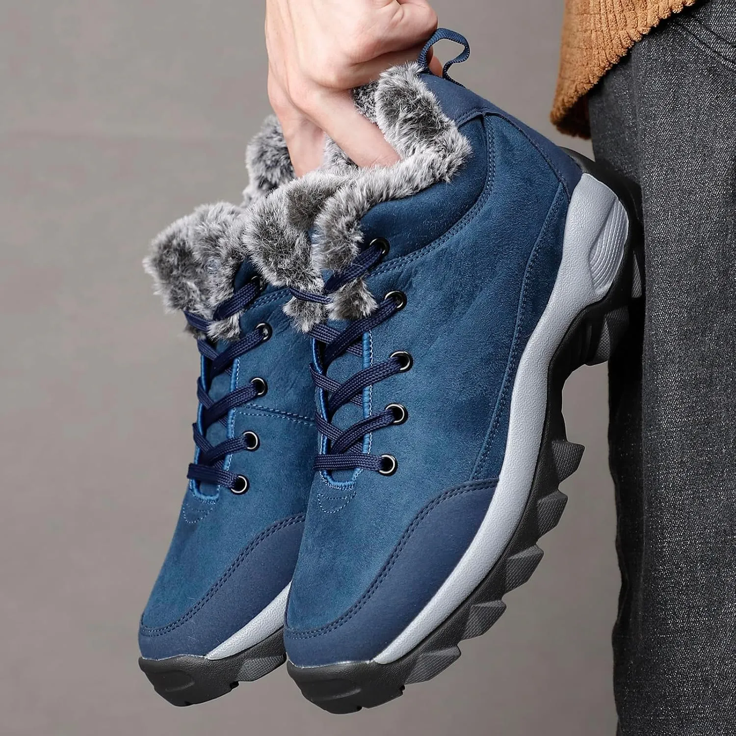 SNEKARMIN Men Snow Boots Outdoor Shoes For Male Thick Sole Sneakers for Men Winter Shoes Botines Tenis Keep Warm Fluff Mens Ankle Boots