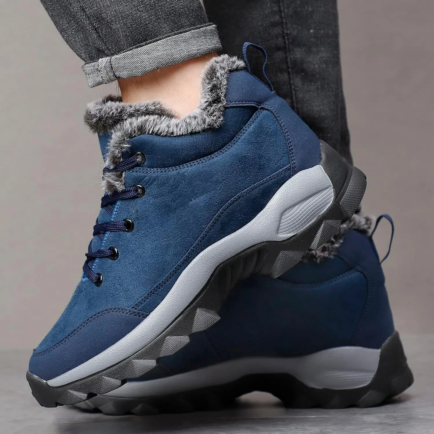 SNEKARMIN Men Snow Boots Outdoor Shoes For Male Thick Sole Sneakers for Men Winter Shoes Botines Tenis Keep Warm Fluff Mens Ankle Boots