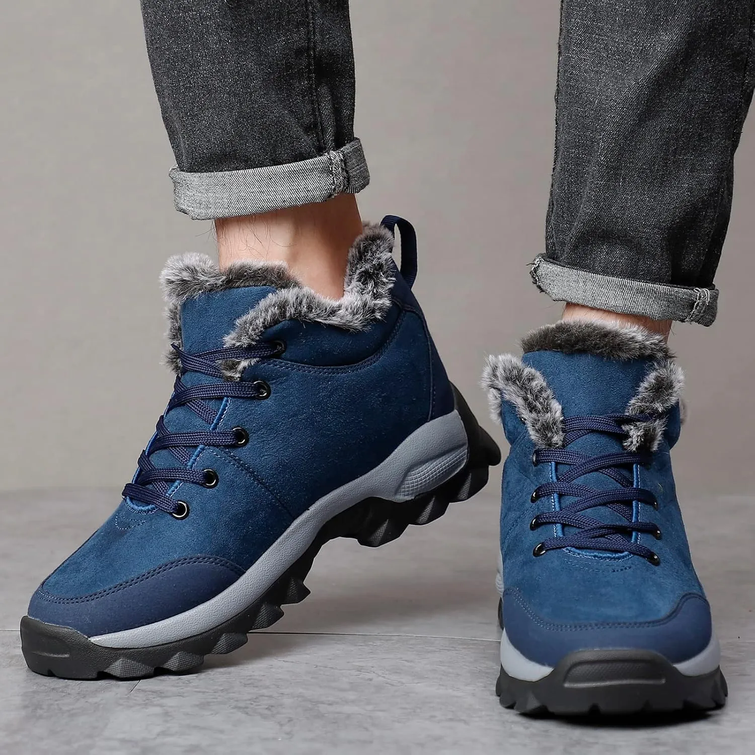 SNEKARMIN Men Snow Boots Outdoor Shoes For Male Thick Sole Sneakers for Men Winter Shoes Botines Tenis Keep Warm Fluff Mens Ankle Boots