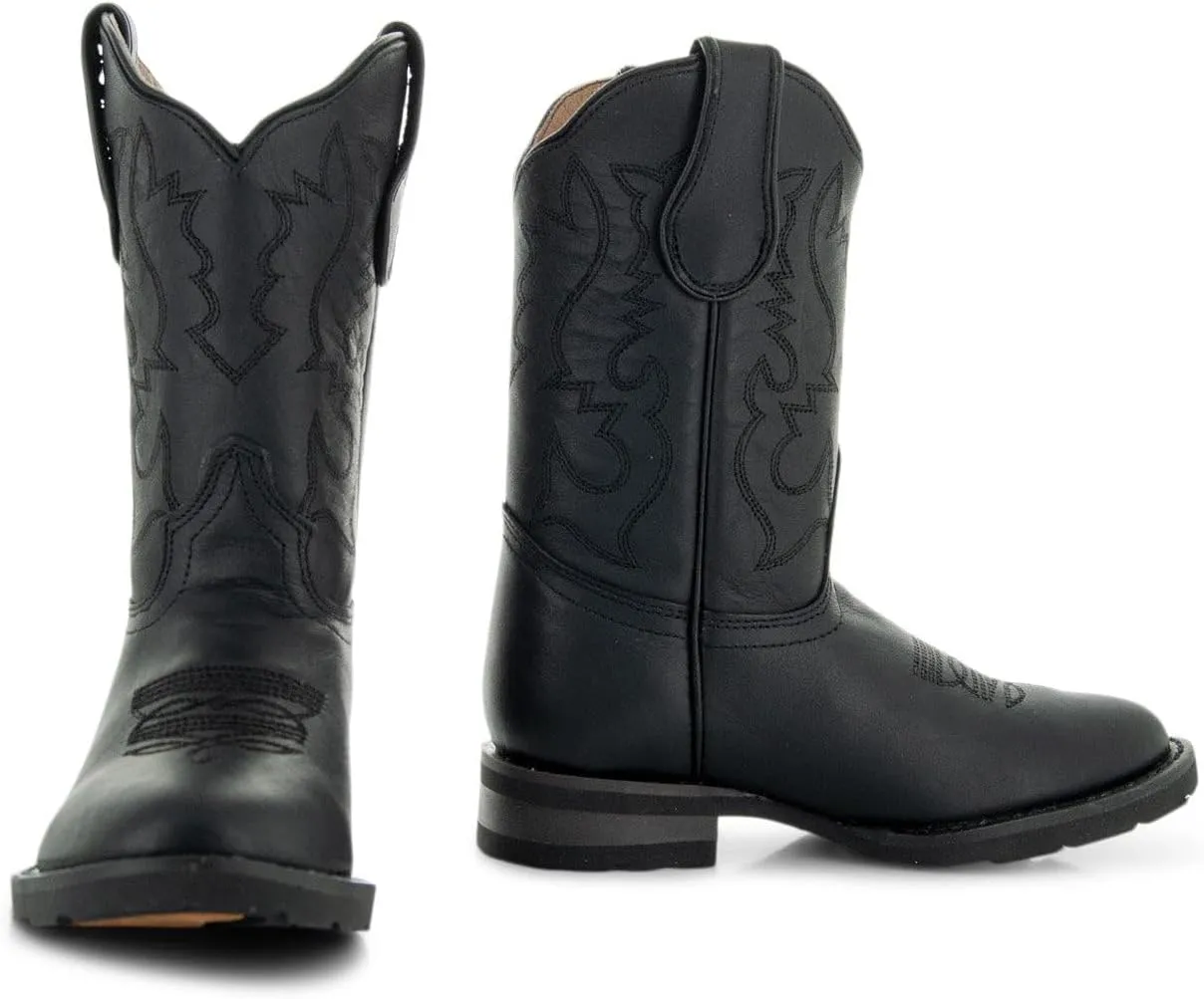 Soto Boots Kid's Round Toe Boots, Geniune Leather Kid's Cowboy Boots, Toddler Western Boots, K4004 (,)