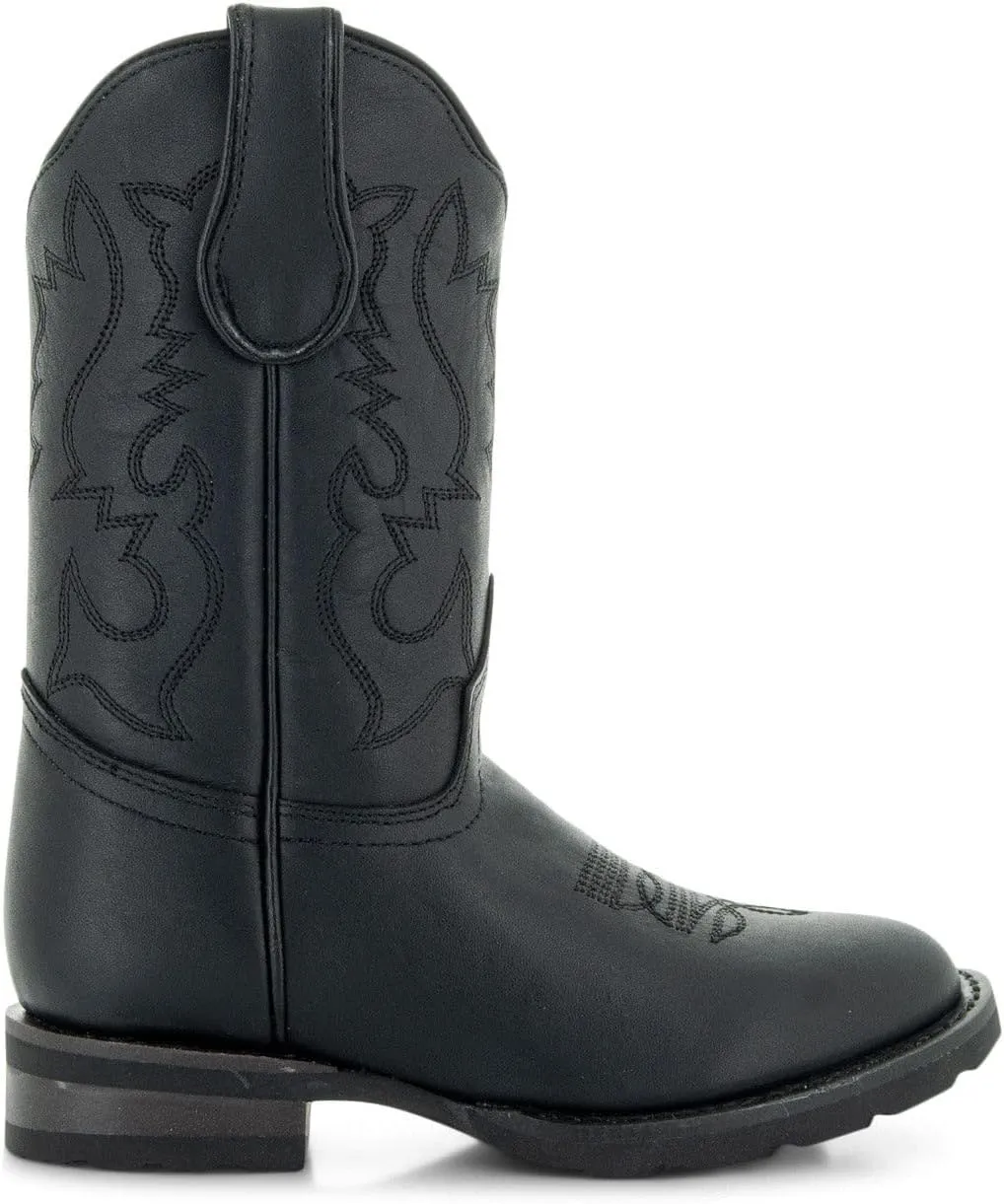 Soto Boots Kid's Round Toe Boots, Geniune Leather Kid's Cowboy Boots, Toddler Western Boots, K4004 (,)