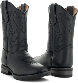 Soto Boots Kid's Round Toe Boots, Geniune Leather Kid's Cowboy Boots, Toddler Western Boots, K4004 (,)