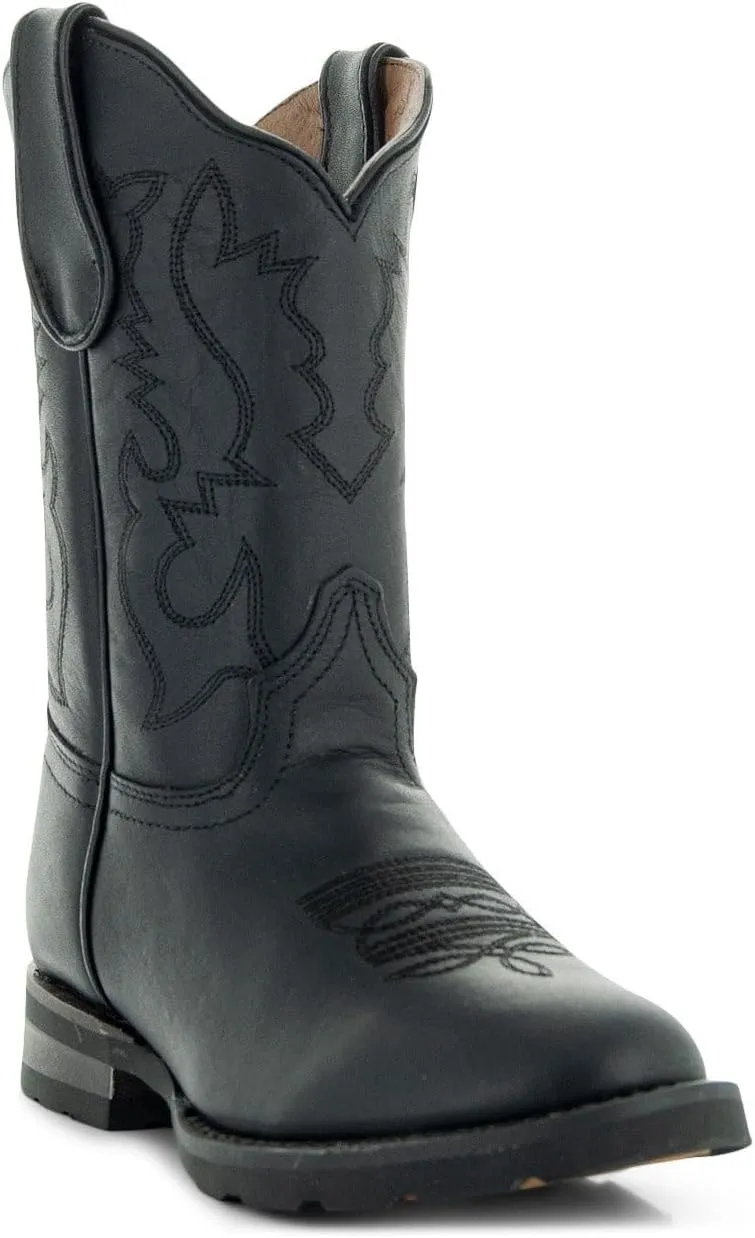 Soto Boots Kid's Round Toe Boots, Geniune Leather Kid's Cowboy Boots, Toddler Western Boots, K4004 (,)