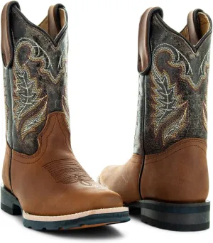Soto Boots Kid's Square Toe Boots, Geniune Leather Kid's Cowboy Boots, Toddler Western Boots, K4003 (, Miel)