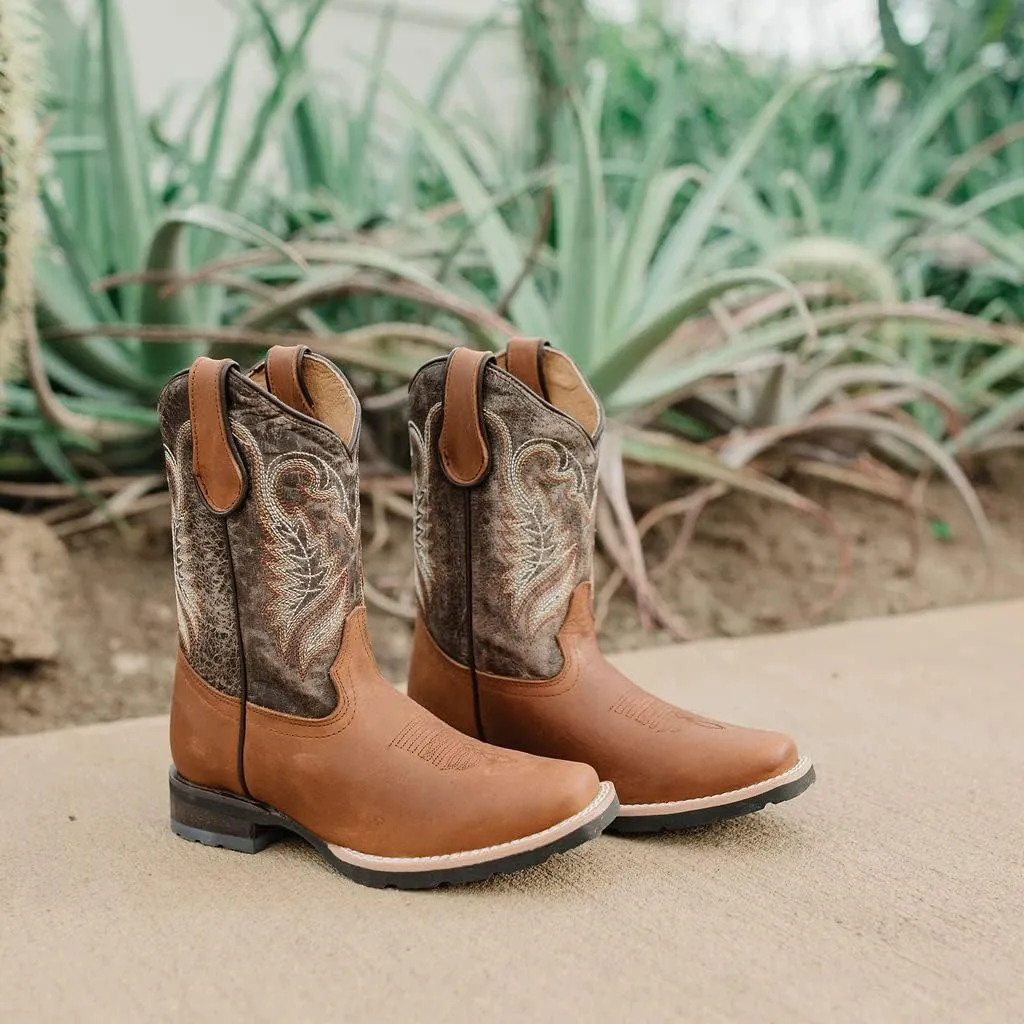 Soto Boots Kid's Square Toe Boots, Geniune Leather Kid's Cowboy Boots, Toddler Western Boots, K4003 (, Miel)
