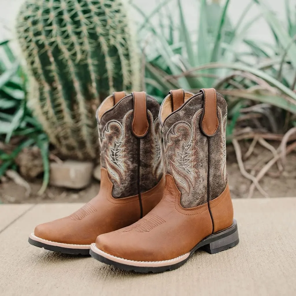 Soto Boots Kid's Square Toe Boots, Geniune Leather Kid's Cowboy Boots, Toddler Western Boots, K4003 (, Miel)