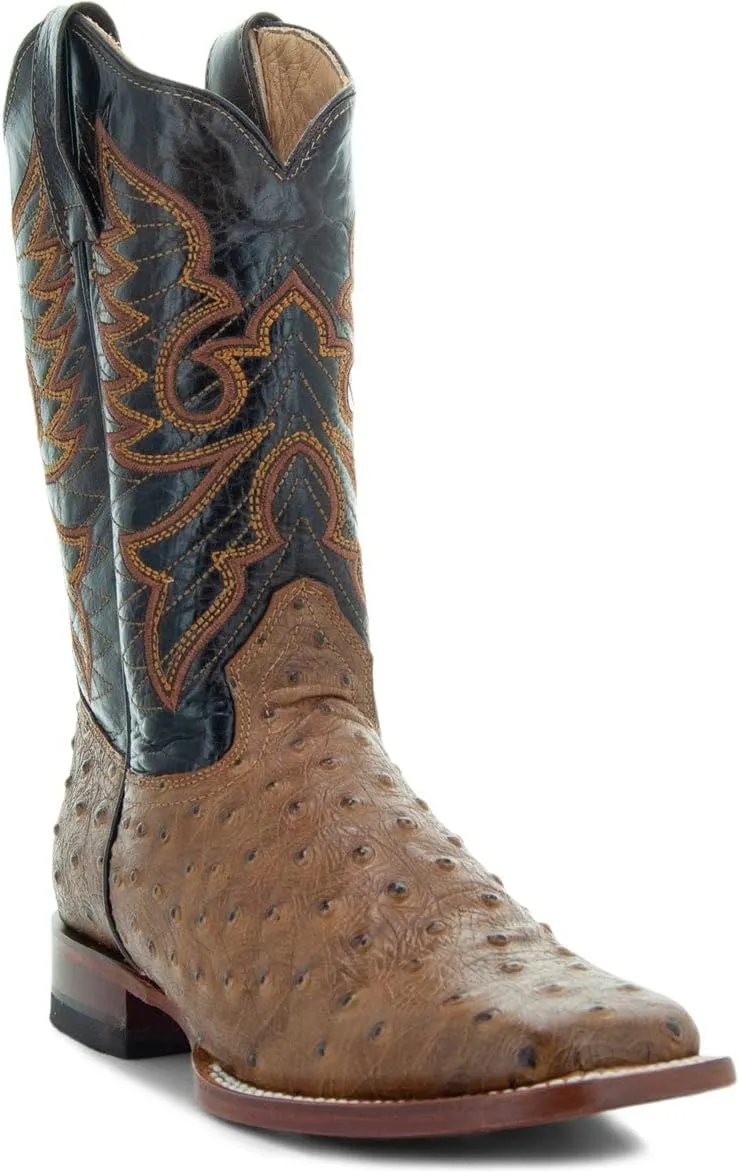 Soto Boots Women's Ostrich Print Cowgirl Boots, Exotic Print Women's Cowgirl Boots, Genuine Leather Handcrafted Cowboy Boots For Women M8002