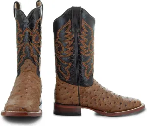 Soto Boots Women's Ostrich Print Cowgirl Boots, Exotic Print Women's Cowgirl Boots, Genuine Leather Handcrafted Cowboy Boots For Women M8002