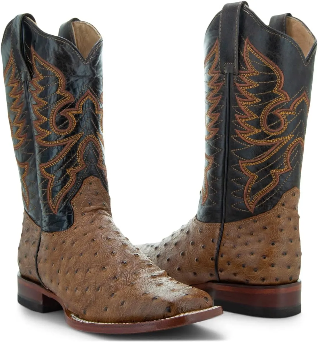 Soto Boots Women's Ostrich Print Cowgirl Boots, Exotic Print Women's Cowgirl Boots, Genuine Leather Handcrafted Cowboy Boots For Women M8002