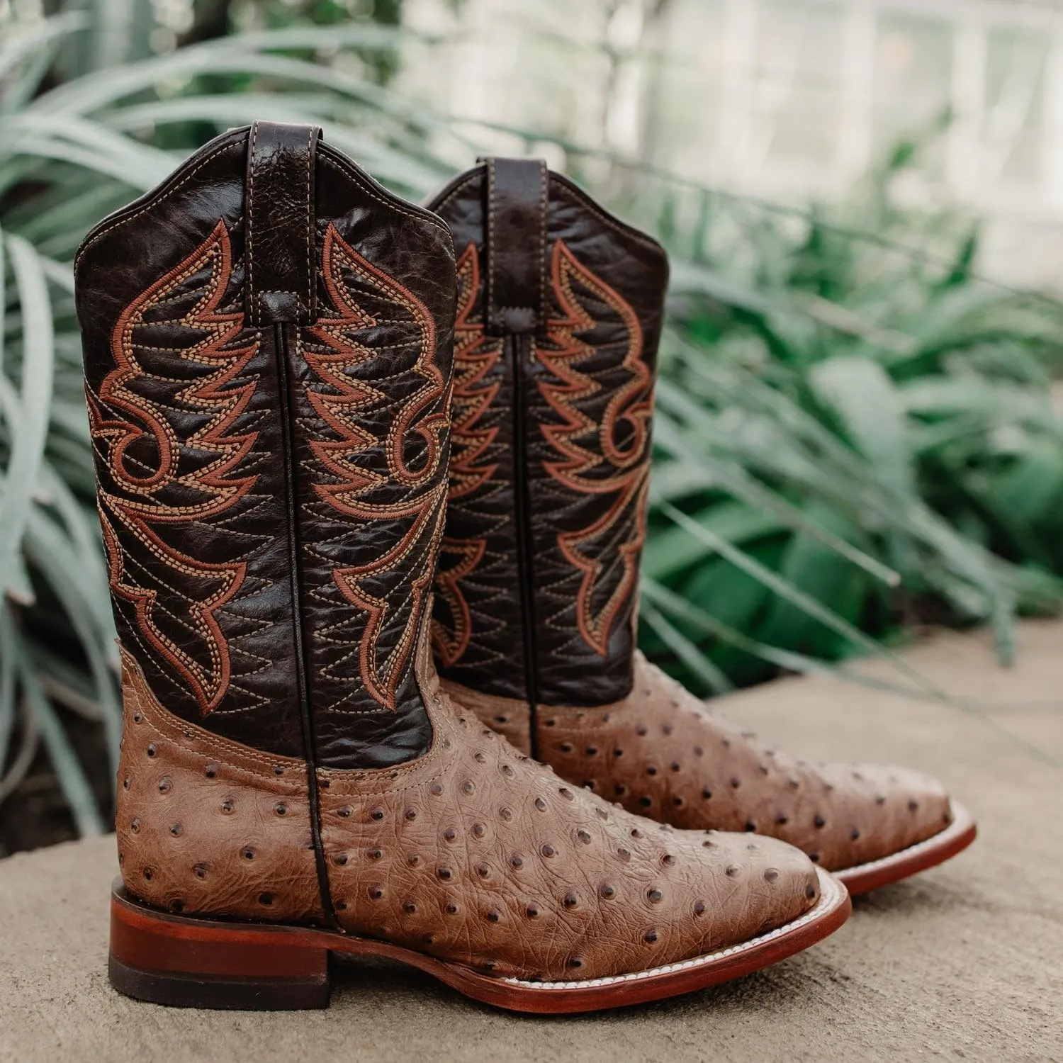 Soto Boots Women's Ostrich Print Cowgirl Boots, Exotic Print Women's Cowgirl Boots, Genuine Leather Handcrafted Cowboy Boots For Women M8002