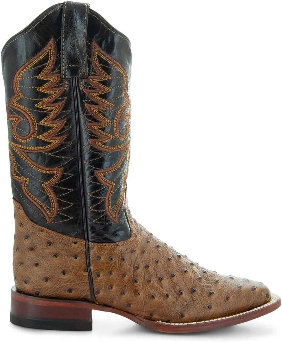 Soto Boots Women's Ostrich Print Cowgirl Boots, Exotic Print Women's Cowgirl Boots, Genuine Leather Handcrafted Cowboy Boots For Women M8002