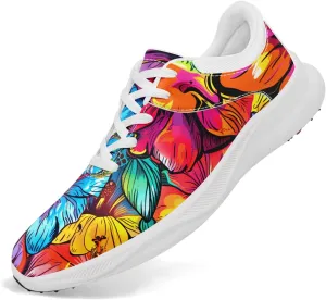 Spikeless Golf Shoes for Men, Women's Breathable Abstract Art Non-Slip Sports Walking Shoes with Air-Outer Golf Sneakers