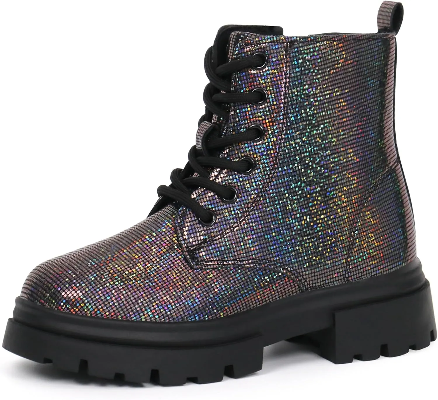 starmerx Girls Ankle Boots Lace Up Combat Boot Side Zipper Comfortable Boys Boots