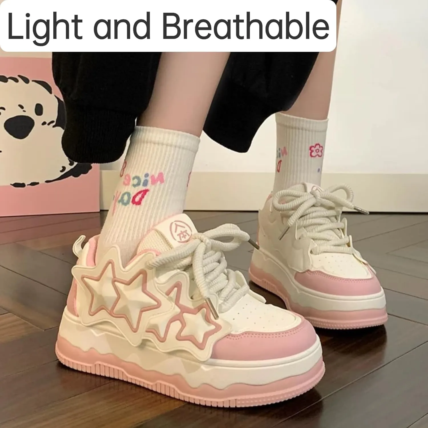 Stars Fashion Sneakers Y2k Casual Walking Shoes Women's Cute Platform Chunky Sneakers Trendy Aesthetic Sneakers