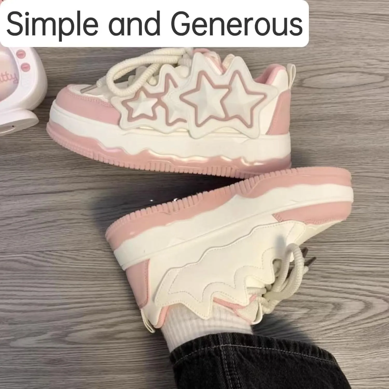 Stars Fashion Sneakers Y2k Casual Walking Shoes Women's Cute Platform Chunky Sneakers Trendy Aesthetic Sneakers