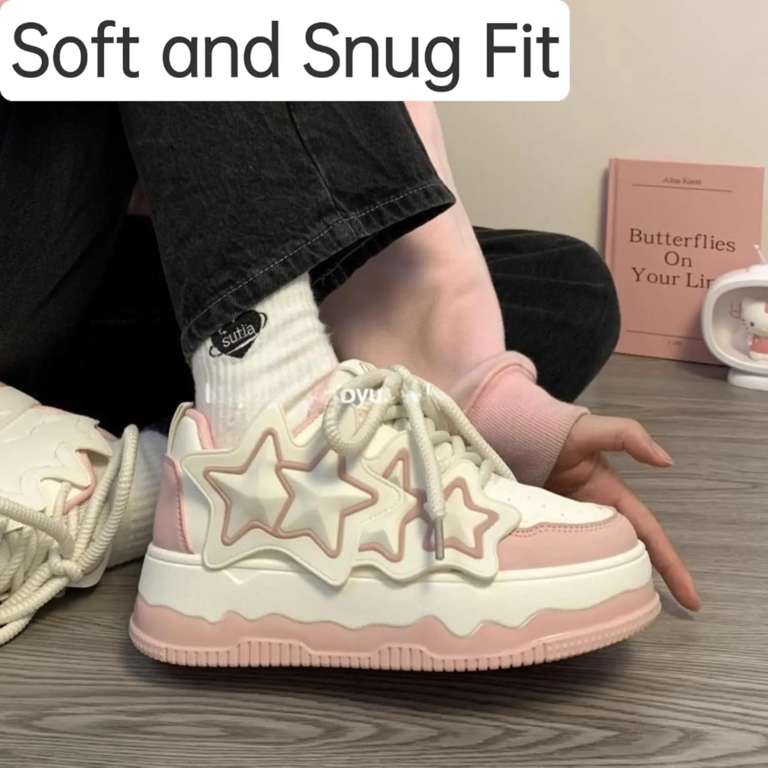 Stars Fashion Sneakers Y2k Casual Walking Shoes Women's Cute Platform Chunky Sneakers Trendy Aesthetic Sneakers