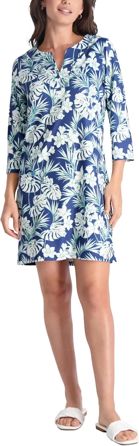 Stella Parker Women's 3/4 Sleeve Notch Neck Mini Dress