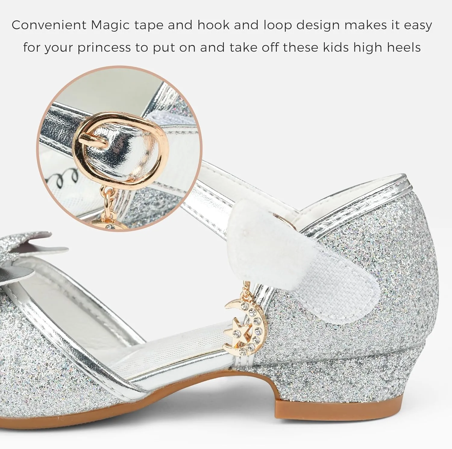 Stelle Girls High Heels Sequins Dress Sandals Princess Dress Shoes Flower Wedding Party Shoes（Toddler/Little/Big Kid）
