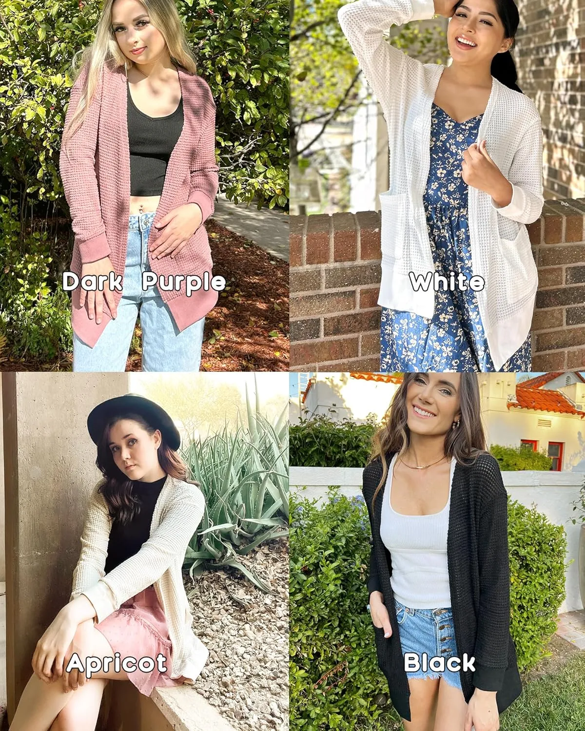 STYLEWORD Women's Fashion Cardigan Sweater Lightweight Open Front Long Casual Beach Kimonos Outfits with Pockets