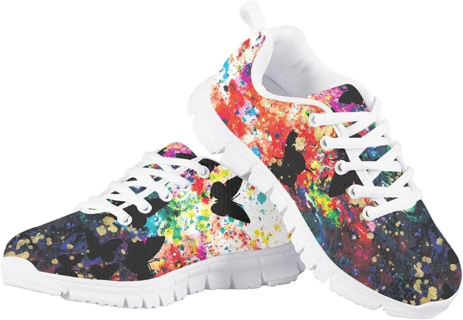 SYtrade Kids' Non-Marking Running Shoes White Sole Lace Up Walking Sneaker