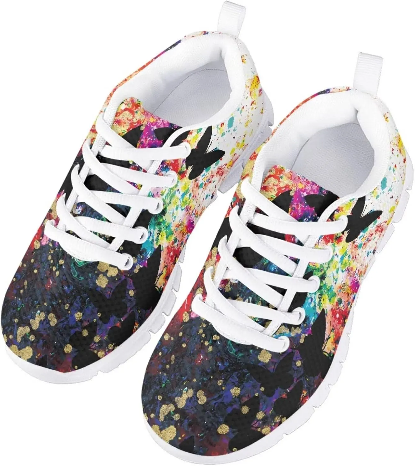 SYtrade Kids' Non-Marking Running Shoes White Sole Lace Up Walking Sneaker