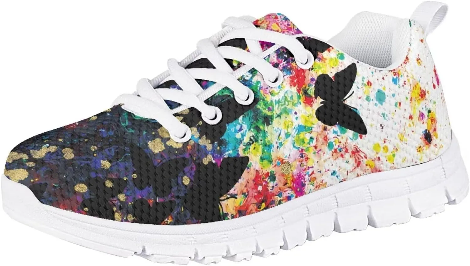 SYtrade Kids' Non-Marking Running Shoes White Sole Lace Up Walking Sneaker