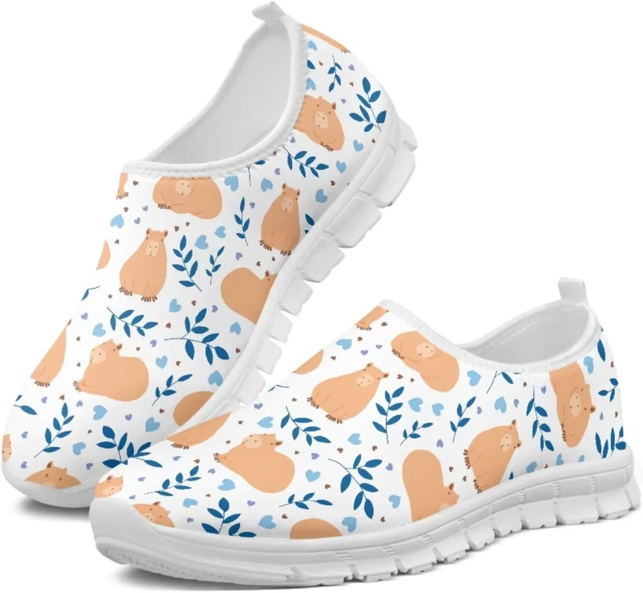 SYtrade Women's Fashion Floral Art Sneaker Flat Canvas Slip-On Ladies Travel Shoes
