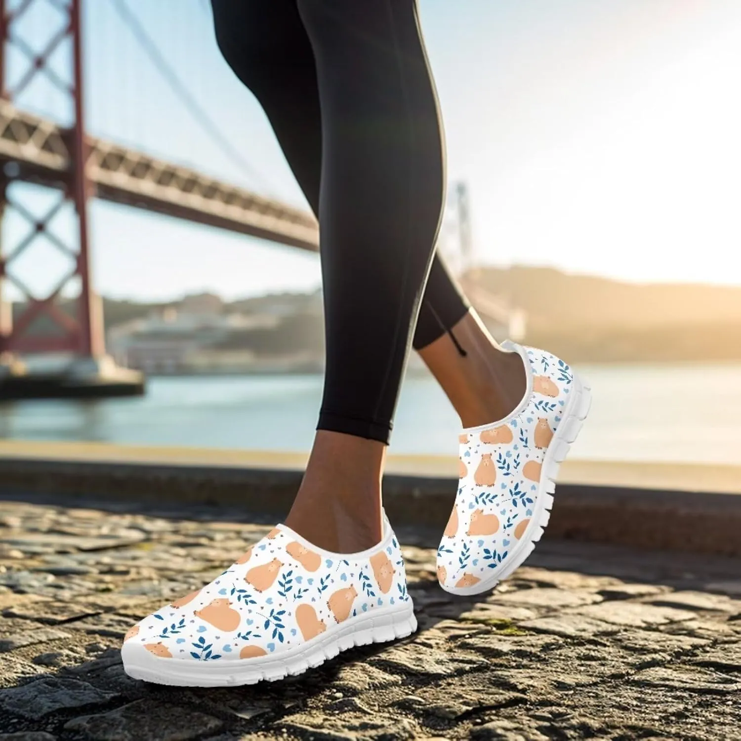 SYtrade Women's Fashion Floral Art Sneaker Flat Canvas Slip-On Ladies Travel Shoes