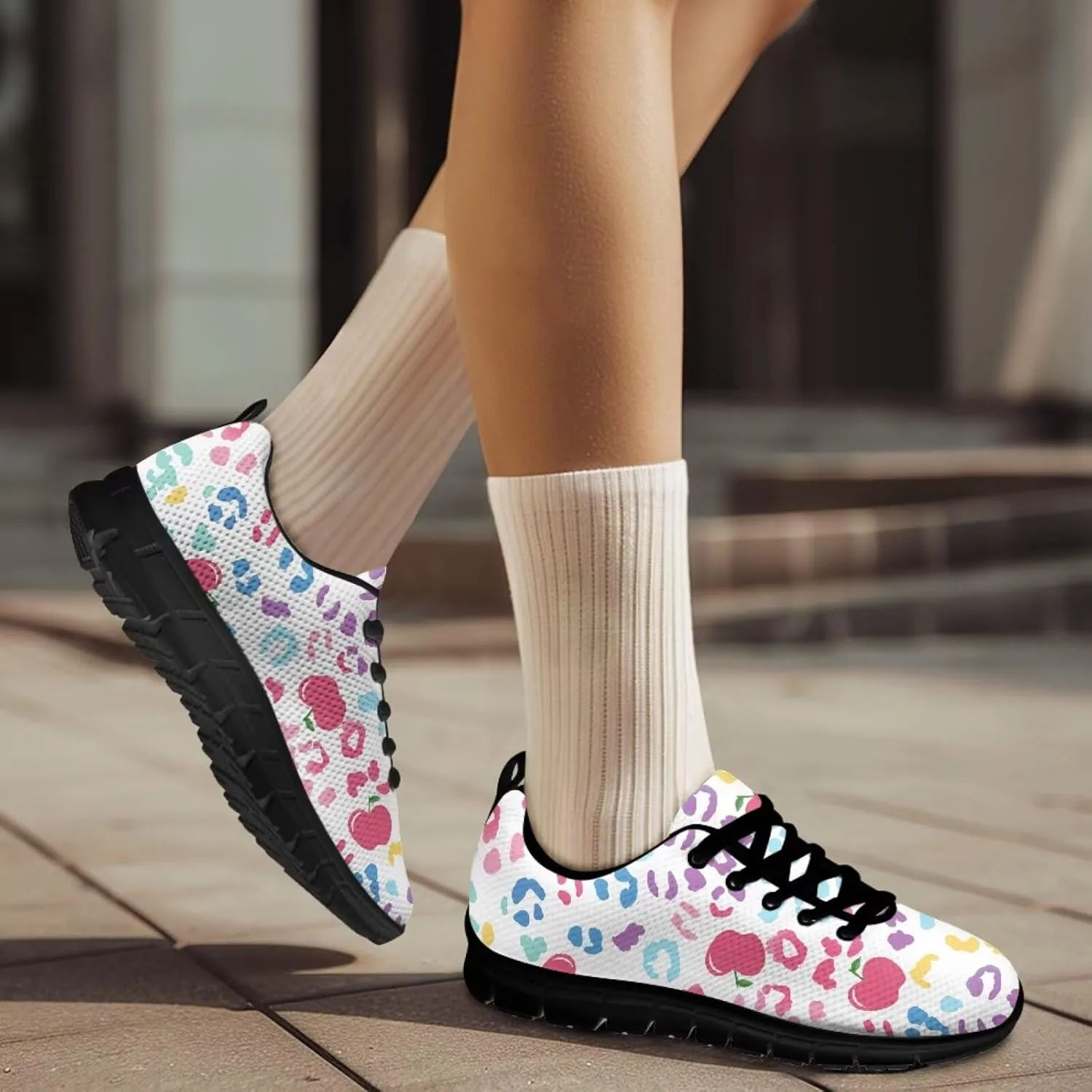 SYtrade Women's Lace-up Athletic Sneaker Lightweight Tennis Running Shoes Black Sole
