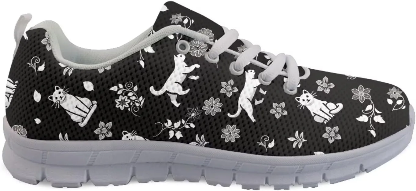 SYtrade Women's Running Shoes Lace Up Walking Tennis Sneakers White Sole