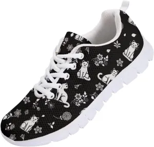 SYtrade Women's Running Shoes Lace Up Walking Tennis Sneakers White Sole
