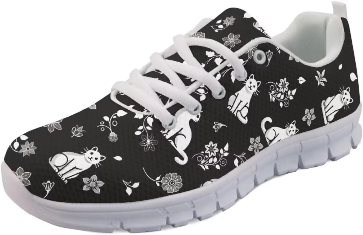 SYtrade Women's Running Shoes Lace Up Walking Tennis Sneakers White Sole