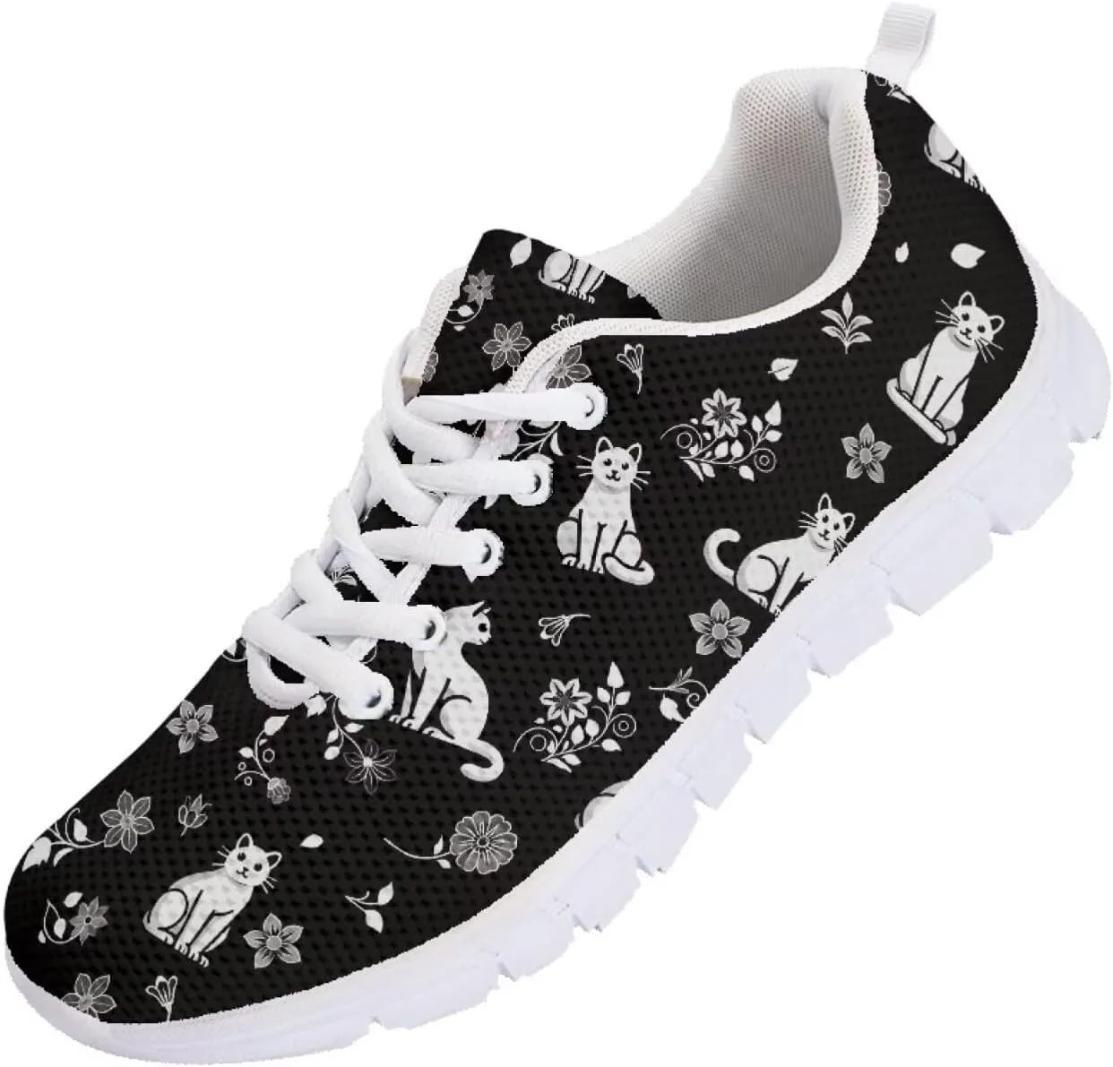 SYtrade Women's Running Shoes Lace Up Walking Tennis Sneakers White Sole