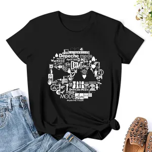 T Shirt Depeche Music Mode Fashion Womens Short Sleeve Tops Summer O-Neck Tee Black