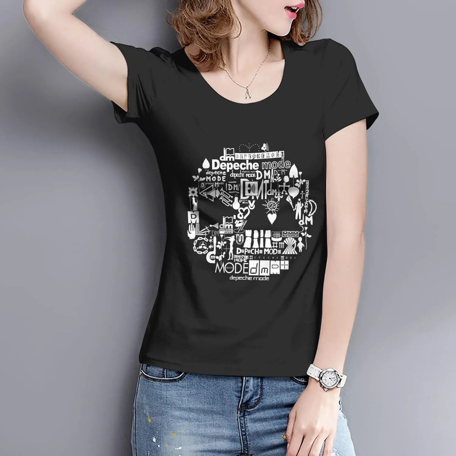 T Shirt Depeche Music Mode Fashion Womens Short Sleeve Tops Summer O-Neck Tee Black
