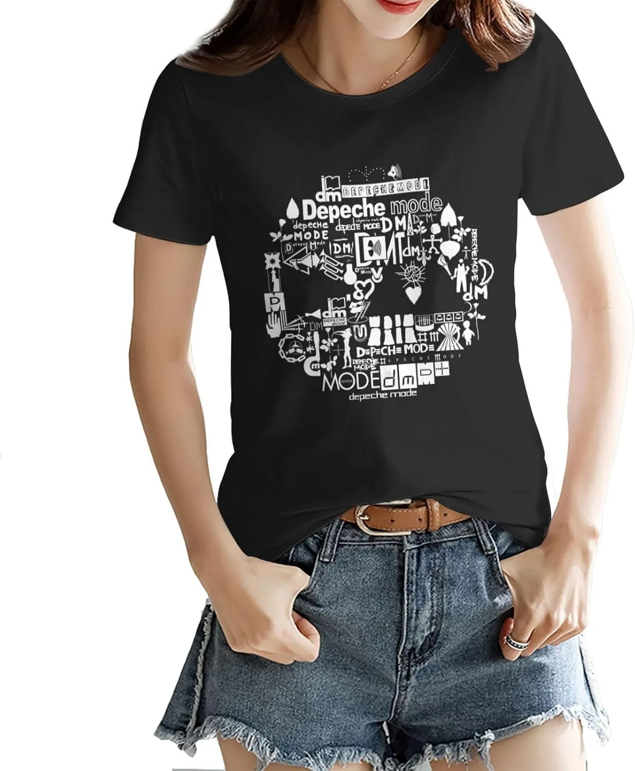 T Shirt Depeche Music Mode Fashion Womens Short Sleeve Tops Summer O-Neck Tee Black