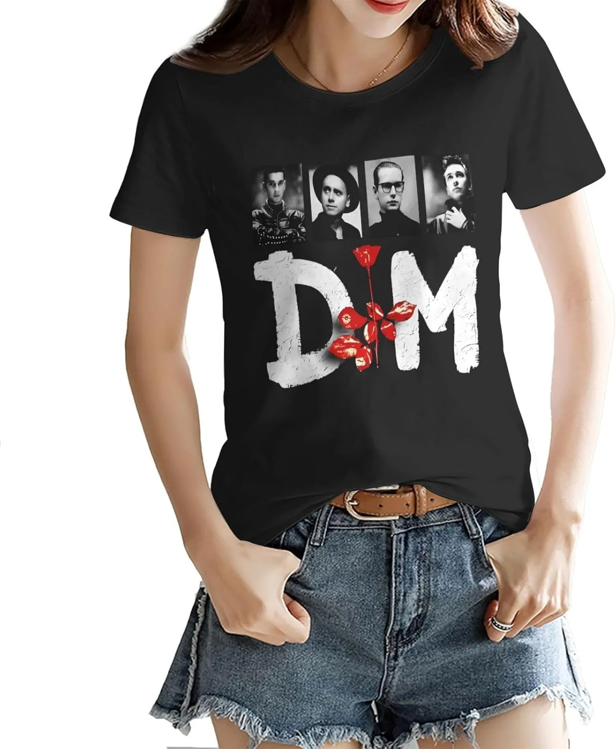 T Shirt Depeche Music Mode Fashion Womens Short Sleeve Tops Summer O-Neck Tee Black
